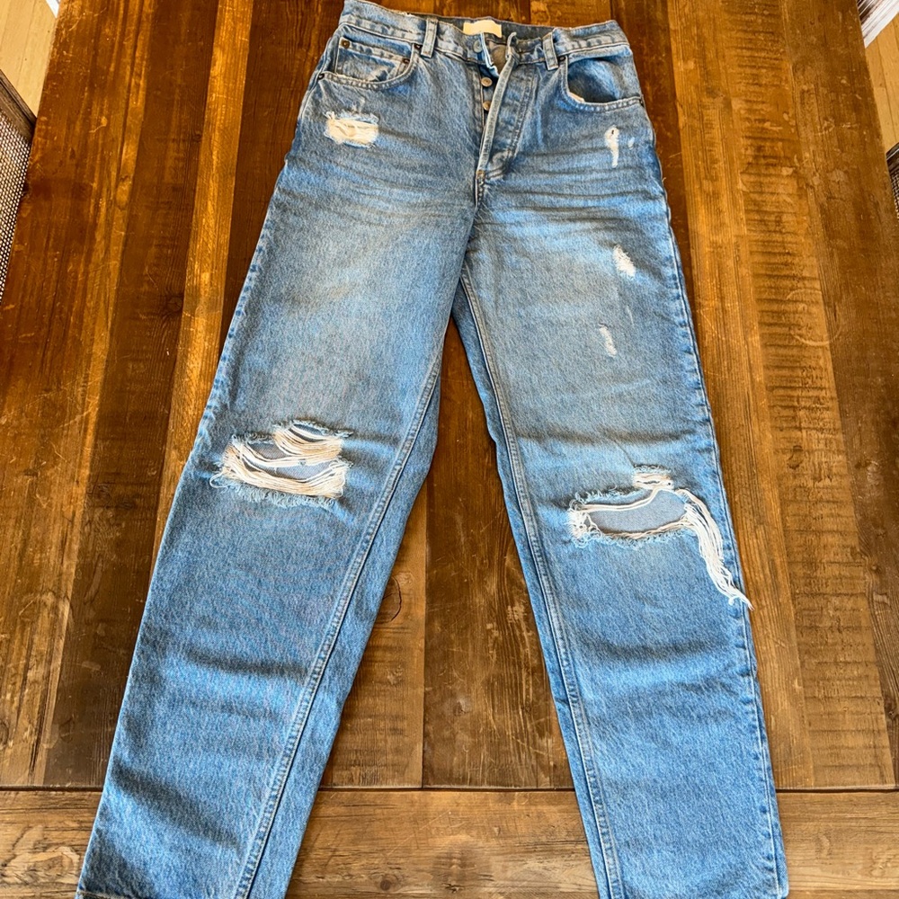 Distressed Blue Jeans